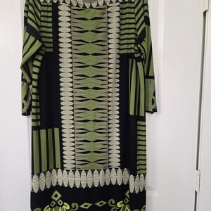 Forever Woman Green and Black Geometric Pattern Sheath Dress 2XP EUC